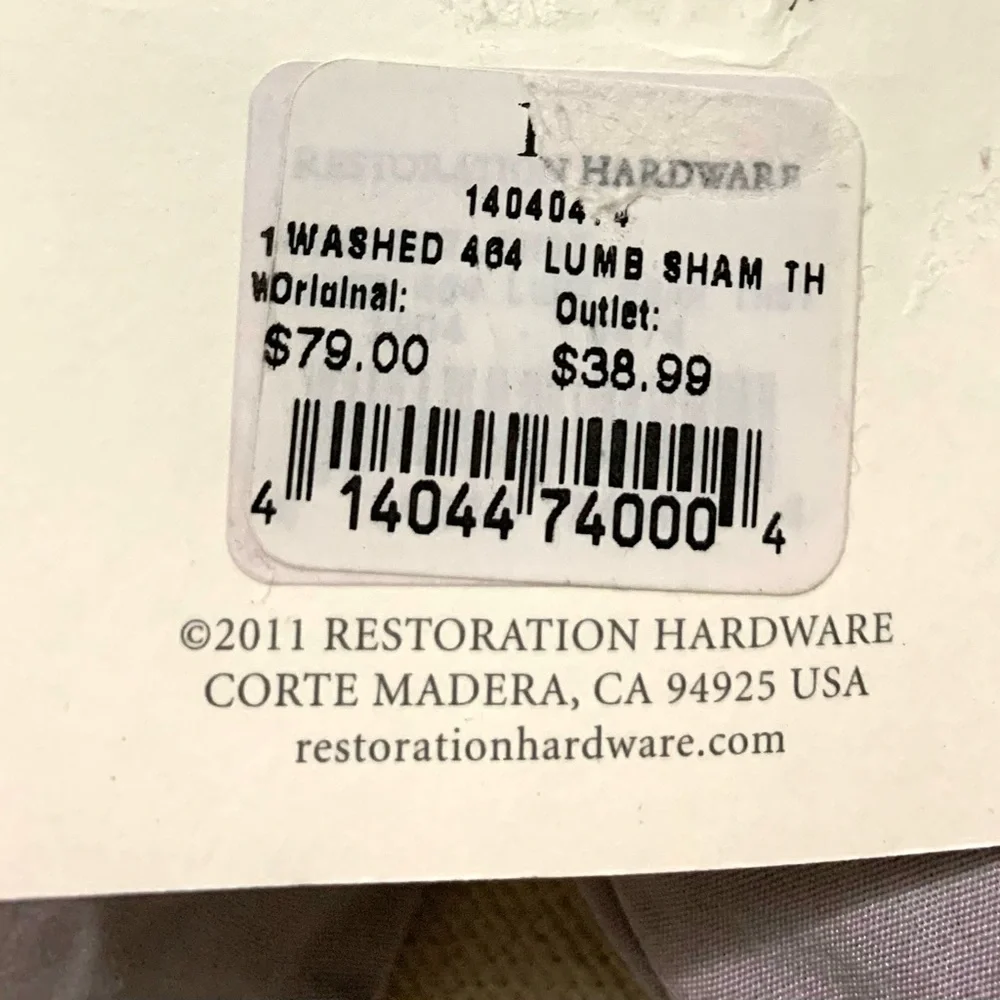 Brand New Pair Lumbar Restoration Hardware Italian vintage washed 464 Shams